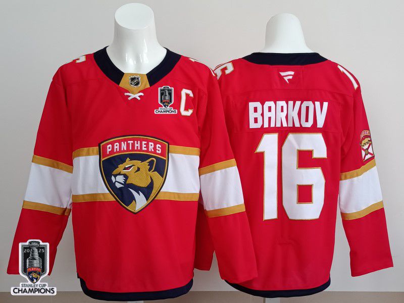 Men 2025 Florida Panthers 16 Barkov Red Fanatics Home Premium NHL Jersey style 2